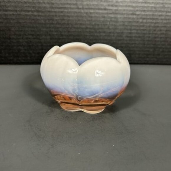 Vintage Duncan Miller Pink Opalescent Glass 5”‎ Hair Receiver w/Rim Footed Bowl - Picture 7 of 16